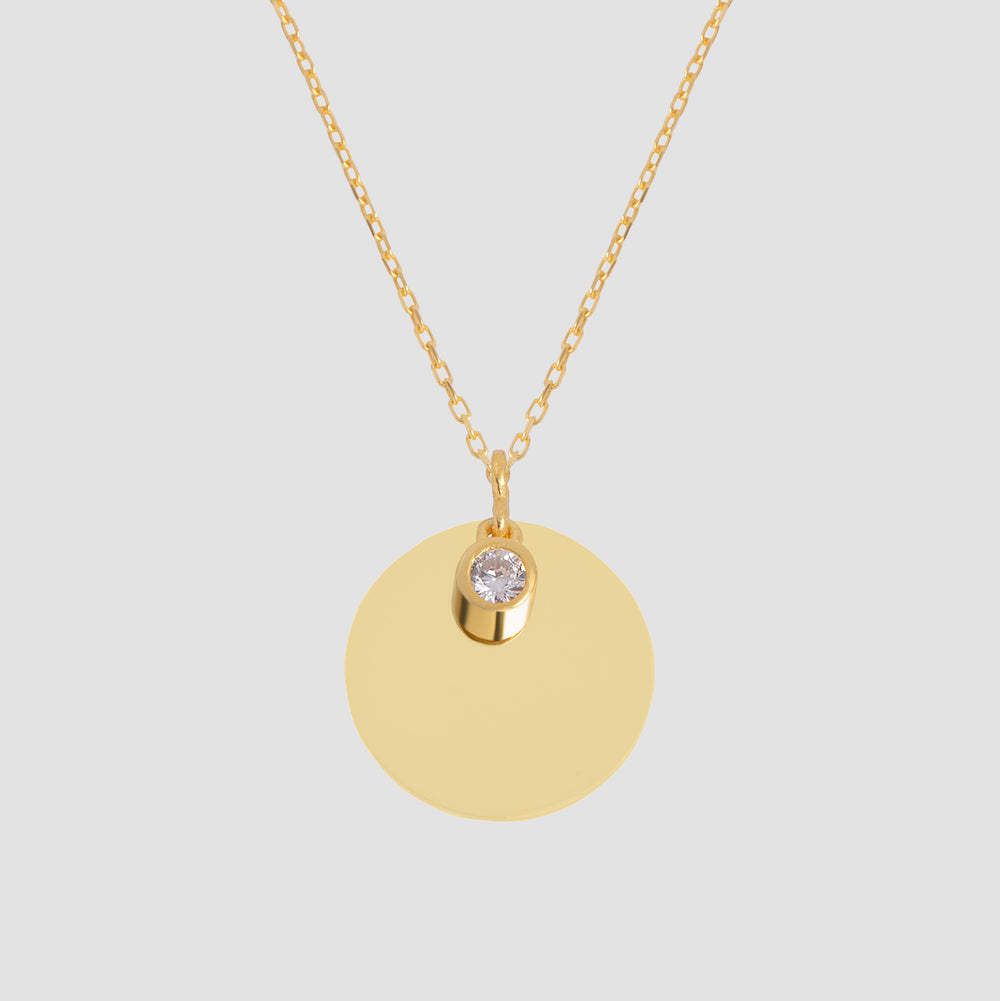 Runde Halskette mit Stein Anhänger - Gold