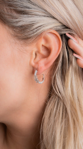 Pearl X Baguette Earring - Silber