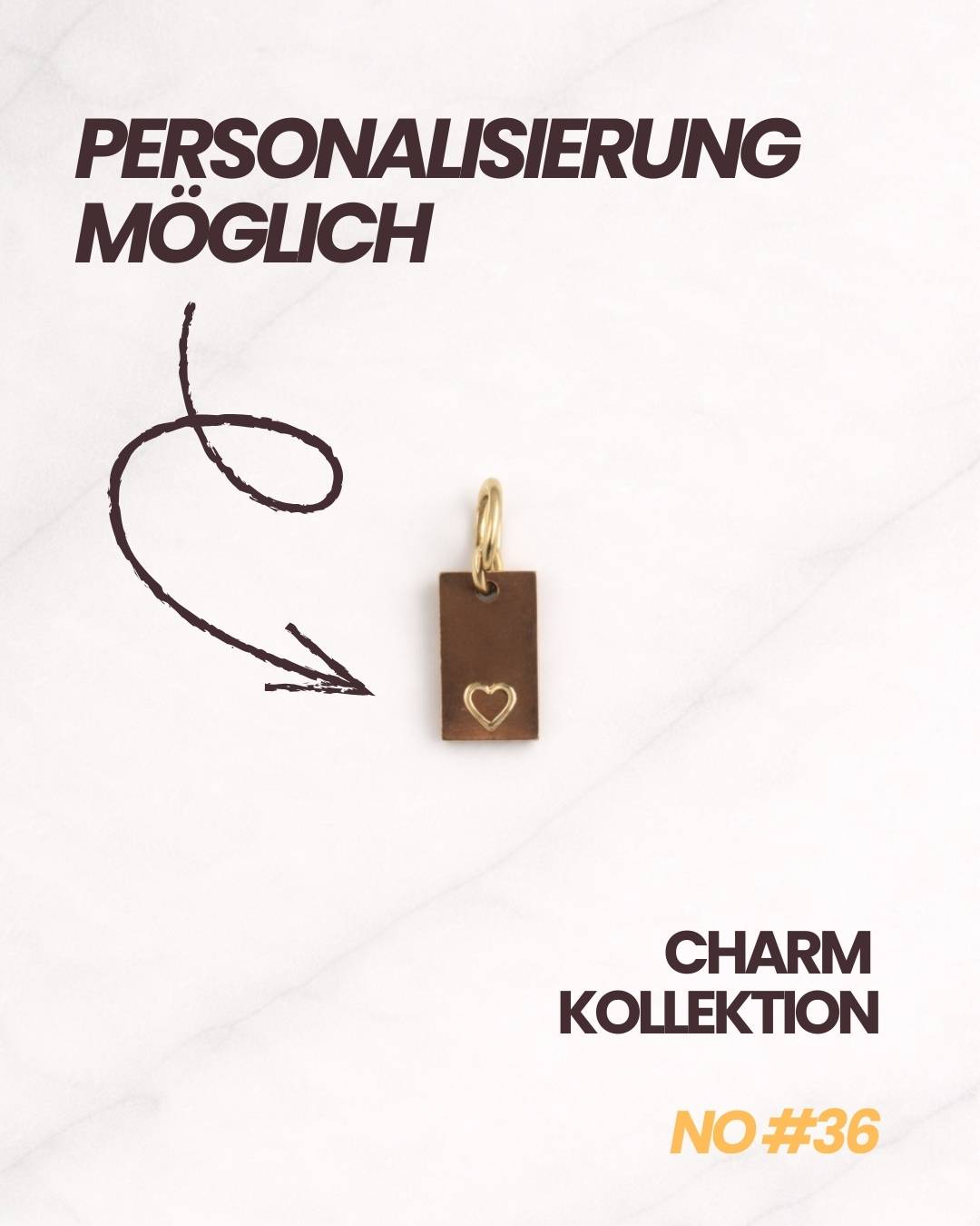 Eleganter Aurelia CHARM als Geschenk für Frauen mit goldfarbiger Öse und Herzmotiv.