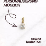 Eleganter Damen Charm in Gold mit Zirkonia im minimalistischen Luxus-Design.