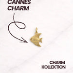 Goldener Cannes CHARM Fisch Anhänger für Damen mit maritimem Design.