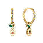 Runde Pavé-Creole mit Avocado-Charm, 14K vergoldet, Zirkonia-Steine.