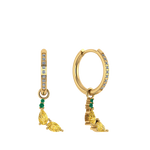 Runde Pavé-Creole mit Bananen-Charm, 14K vergoldet, Zirkonia-Steine.