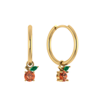 Glatte Creole mit Orangen-Anhänger, grünes Blatt, orangene Zirkonia. 925 Silber vergoldet.