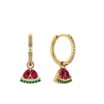 Runde Pavé-Creole mit Wassermelone-Charm, 14K vergoldet, Zirkonia-Steine.