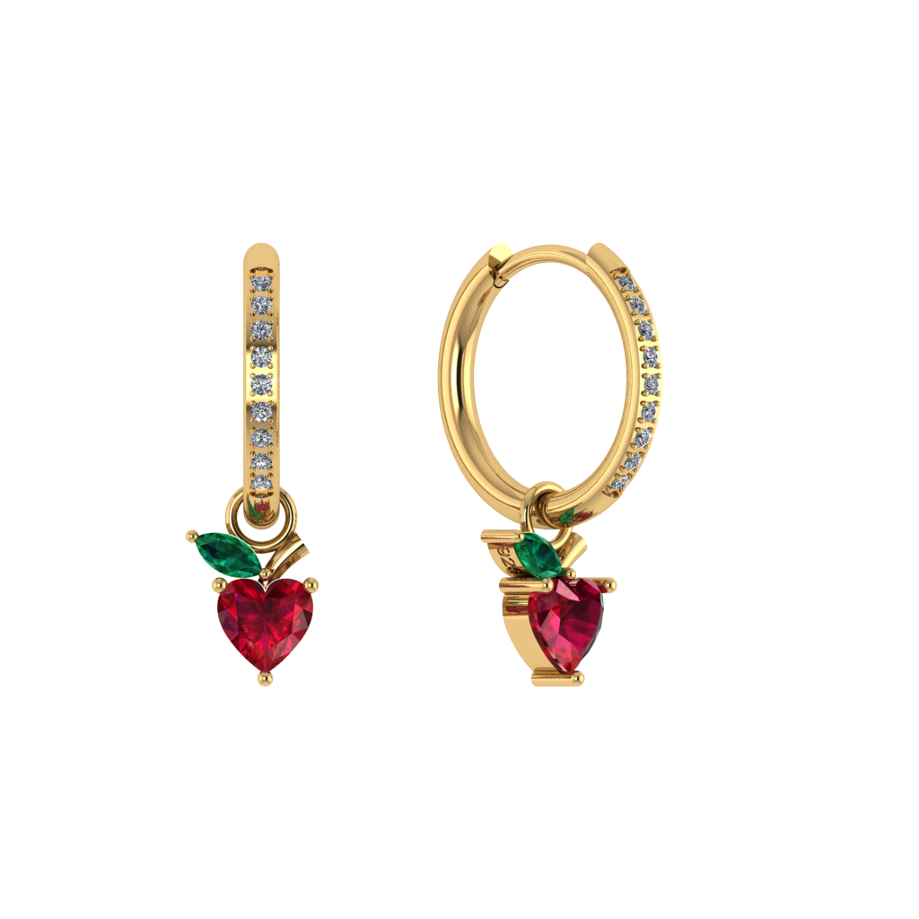 Runde Pavé-Creole mit Apfel-Charm, 14K vergoldet, Zirkonia-Steine.