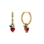 Runde Pavé-Creole mit Apfel-Charm, 14K vergoldet, Zirkonia-Steine.