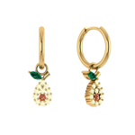 Runde Creole mit Avocado-Charm, 925 Silber vergoldet, funkelnde Zirkonia.