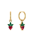 Glatte Creole mit Erdbeere-Anhänger, 925 Silber vergoldet.