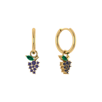 Schlichte Creole mit Weintrauben-Anhänger, 925er Silber, vergoldet.