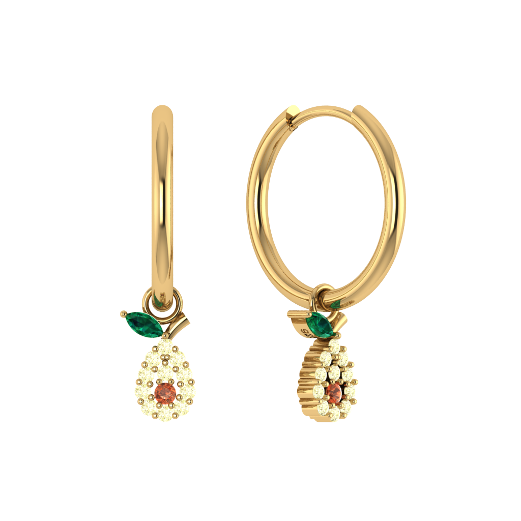 Schlichte Creole mit Avocado-Anhänger, 925er Silber, vergoldet.