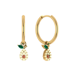 Schlichte Creole mit Avocado-Anhänger, 925er Silber, vergoldet.