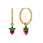 Glatte Creole mit Erdbeeren-Anhänger, 925 Silber vergoldet.