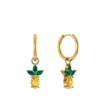 Runde Creole mit Ananas-Charm, 925 Silber vergoldet, funkelnde Zirkonia.