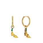 Runde Creole mit Bananen-Anhänger, grünes Blatt, gelbe Zirkonia.