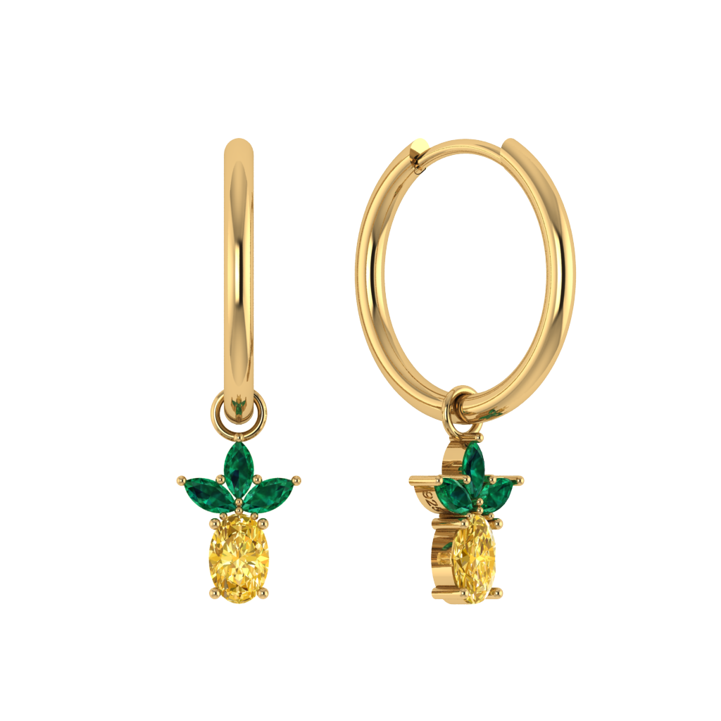 Schlichte Creole mit Ananas-Anhänger, 925er Silber, vergoldet.