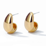 Drop Big Ohrstecker in Gold aus Edelstahl, elegante Tropfenform auf weißem Hintergrund.