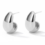 Drop Big Ohrstecker in Silber aus Edelstahl, glänzende Tropfenform auf weißem Hintergrund.