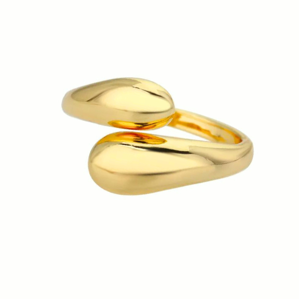 Drop Ring (freigestellt) Gold aus Edelstahl, verstellbarer eleganter Damenring von Dkeniz.