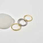 Eleganter  Baguette Ring aus 925 Sterling Silber, 14K vergolde