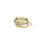 Exklusiver Baguette Ring aus 925 Sterling Silber, 14K vergoldet, mit Zirkonia im Bicolor-Design