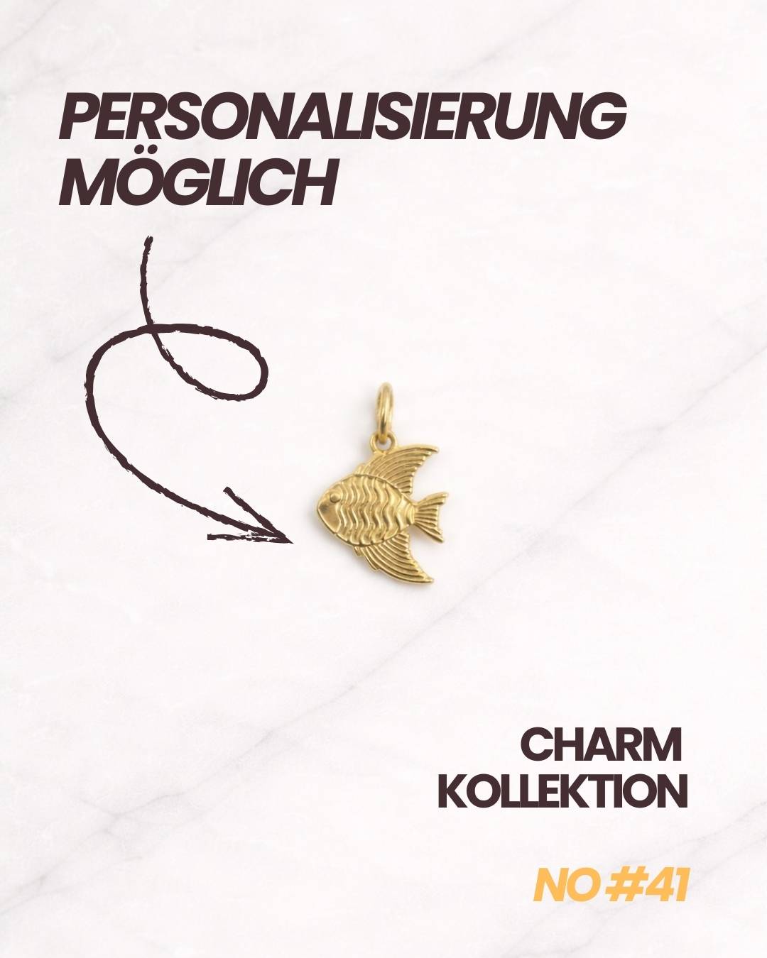 Eleganter Fisch Charm in Gold für Damen aus der Cannes CHARM Kollektion.