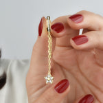 Hängecreolen Flower in Gold, Zirkonia Blume, 925 Sterling Silber vergoldet, filigrane Schmuckdetails