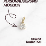 Geneva Charm in Gold mit Hinweis „Personalisierung möglich“ – kombinierbarer Charm für individuelle Looks.