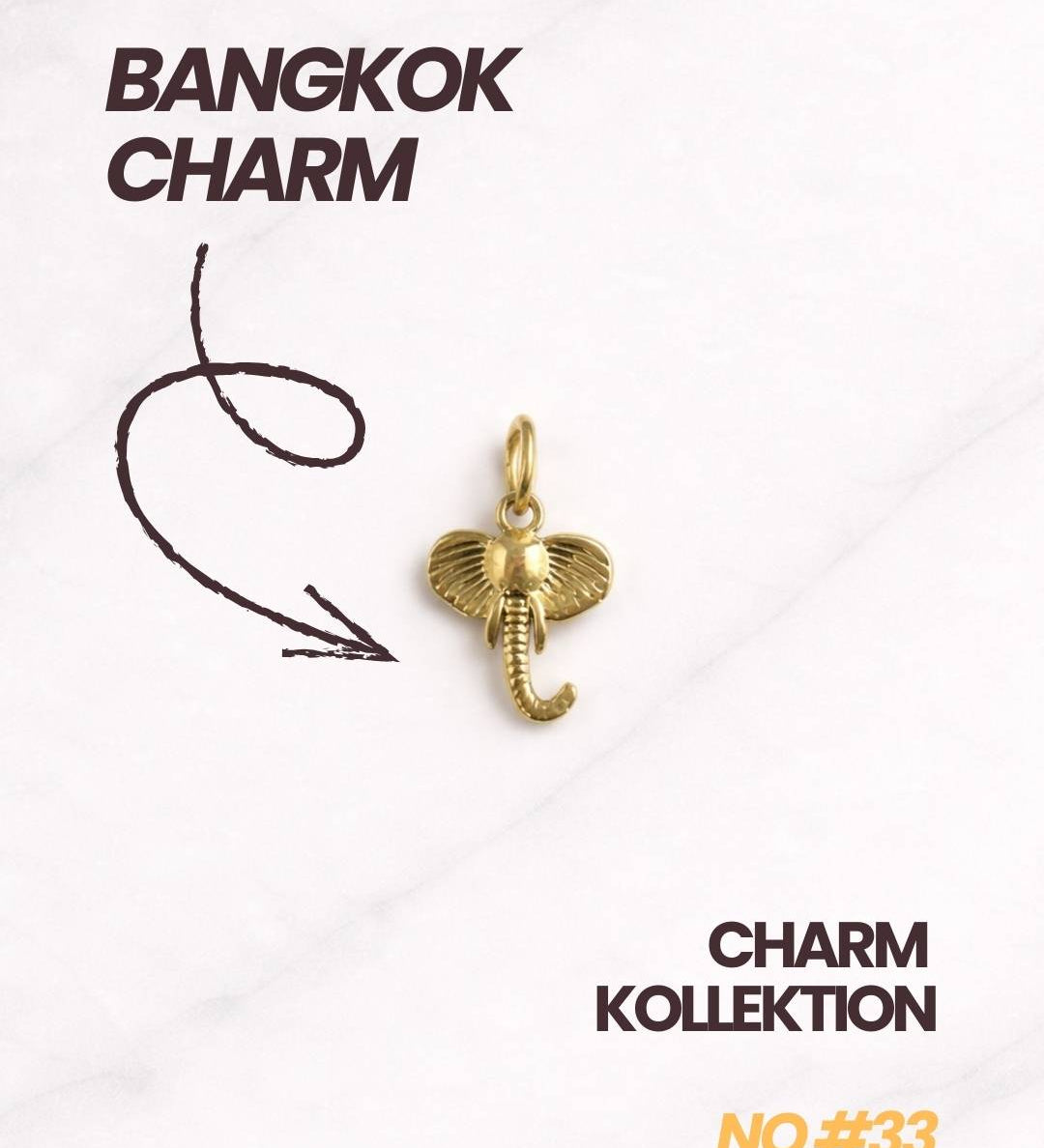 Bangkok CHARM Gold Elefant Schmuckanhänger für Damen elegant und modern.