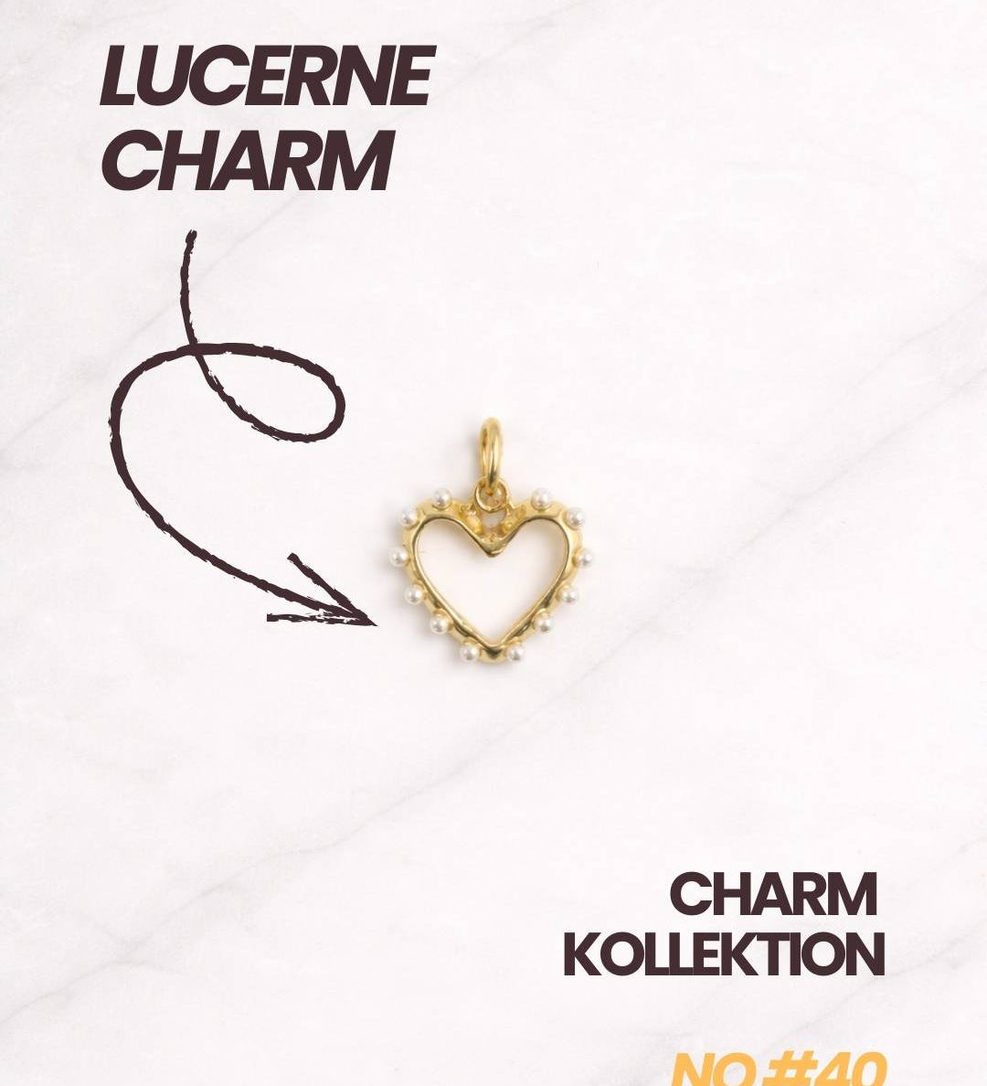 Goldener Herz-Charme mit Perlenrand aus der Lucerne CHARM Kollektion von Dkeniz.
