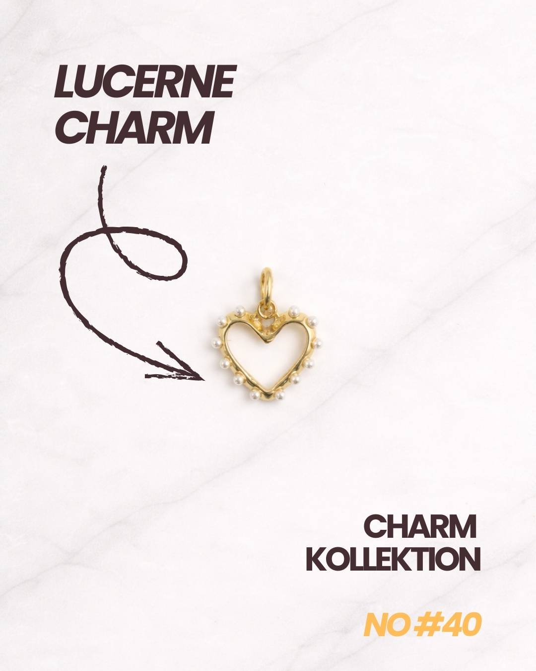 Goldener Herz-Charme mit Perlenrand aus der Lucerne CHARM Kollektion von Dkeniz.