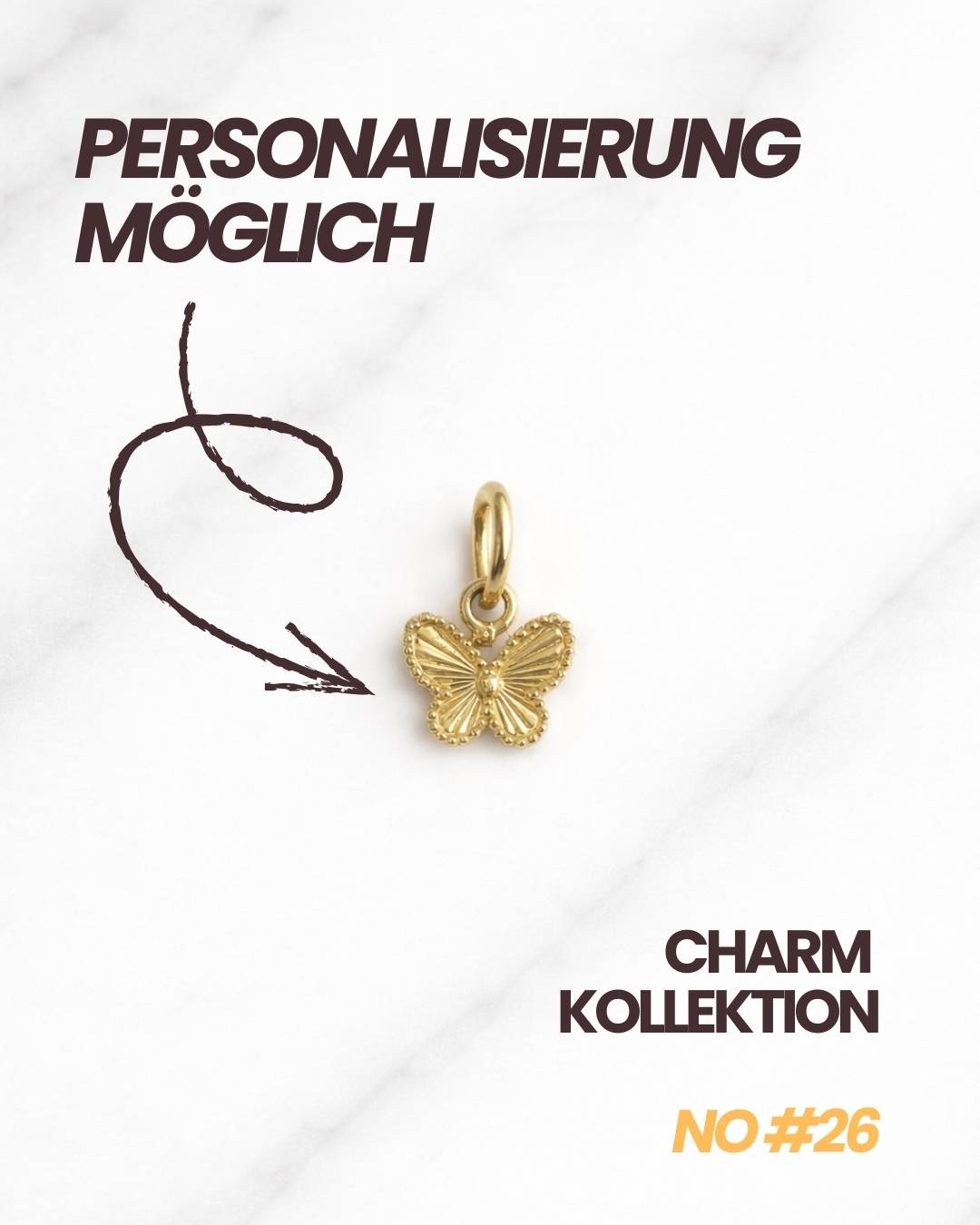 Savannah CHARM eleganter Damen Charm Schmetterling Gold Schmuck.