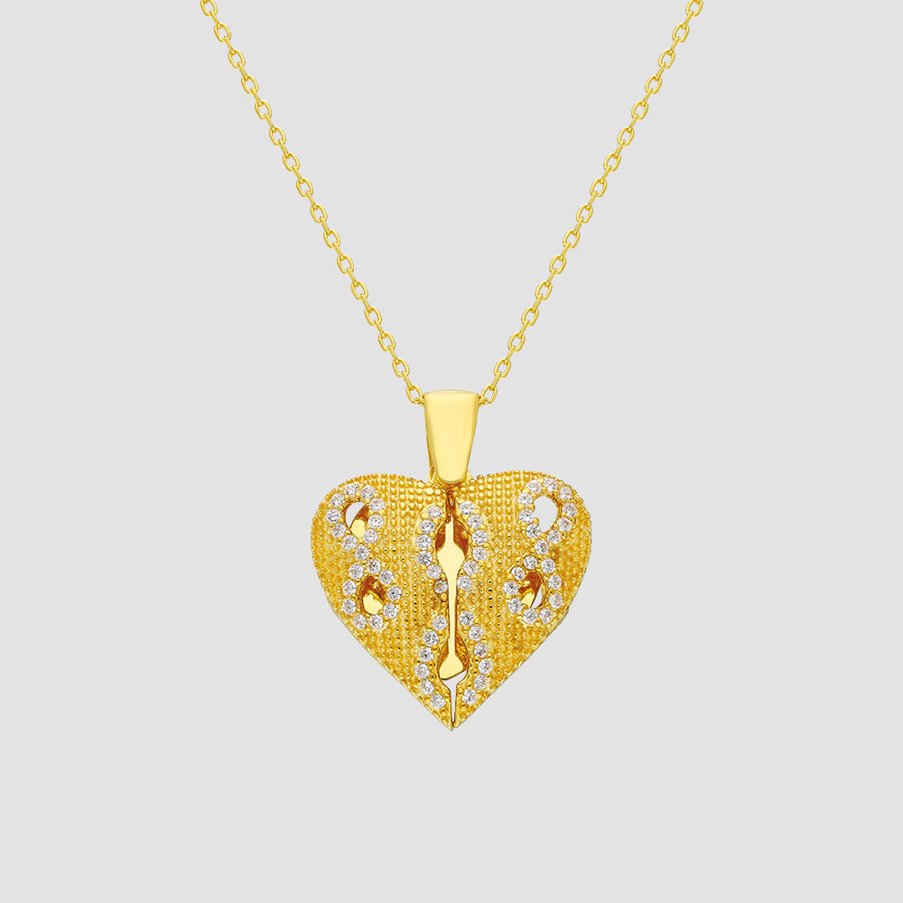 Goldene Halskette Damen mit Herzanhänger elegant & romantisch