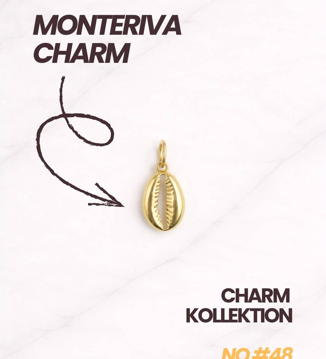 Monteriva CHARM in Gold auf hellem Hintergrund für Schmuck Produktbild.