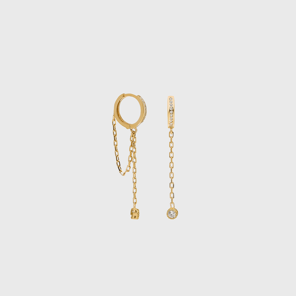 Hängecreolen Gold mit Zirkonia, 925 Sterling Silber vergoldet, elegante Damenohrringe, wasserfest & hypoallergen