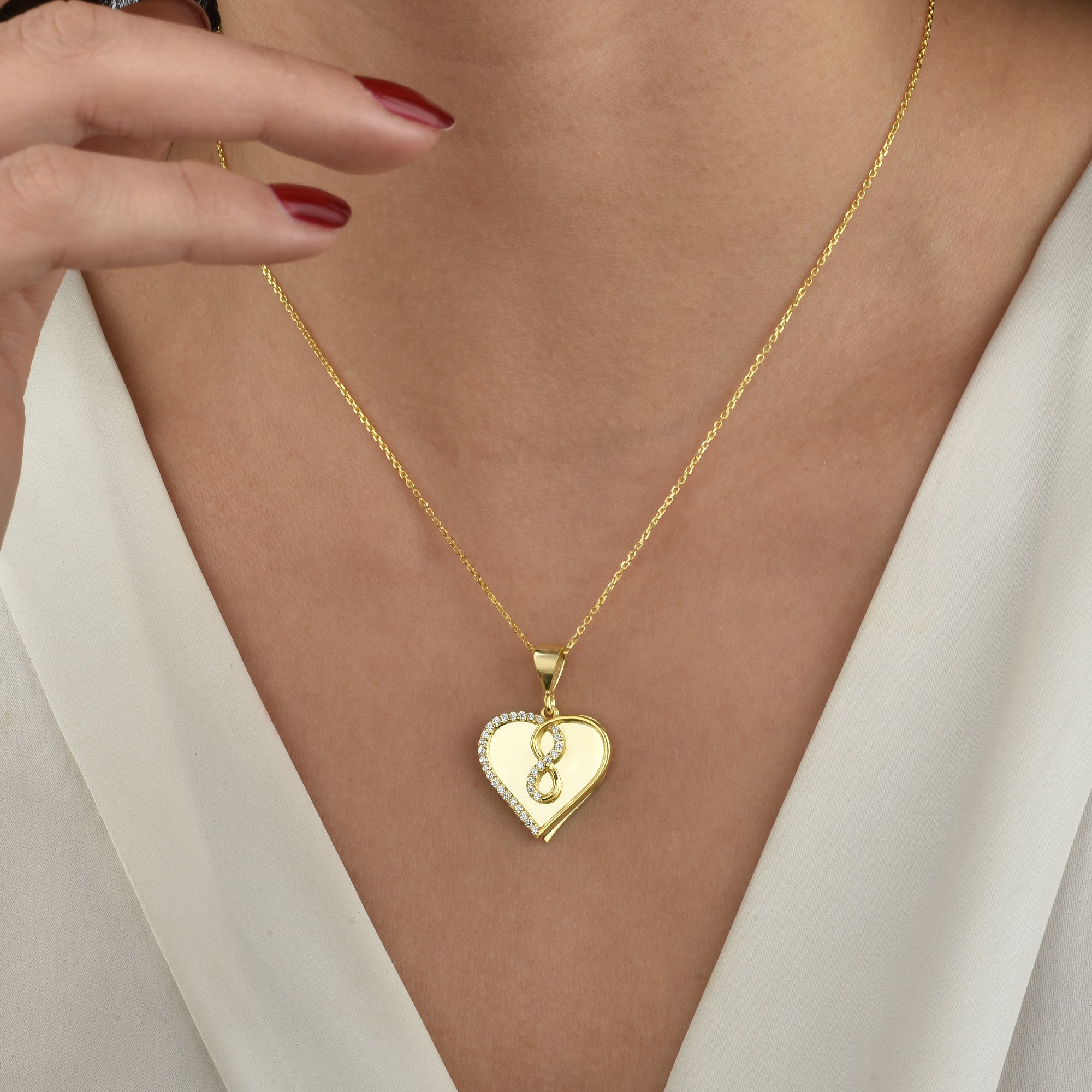 Herz Kette Gold Damen mit Unendlichkeit Symbol