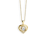 Herz Solitär Kette aus 925 Sterling Silber, vergoldet mit weißem Zirkonia, eleganter Schmuck