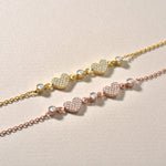 Zarte Herz Zirkonia Armkette Rosé, 925 Sterling Silber vergoldet, filigranes Schmuckdesign