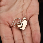 Infinity Love Kette Herzanhänger, 925 Sterling Silber Rosé vergoldet, mit Zirkonia Steinen, Symbol ewiger Liebe