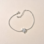 Kleeblatt Zirkonia Armkette Silber, 925 Sterling Silber rhodiniert, mit funkelnden weißen Zirkonia-Steinen, eleganter Glücksschmuck