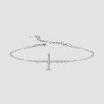 Kreuz Zirkonia Armkette in Silber aus 925 Sterling Silber mit Verlängerungskette.