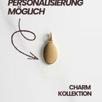 Ovallförmiger Charm aus 14-Karat Vergoldung, geeignet für Personalisierung und kombinierbar mit allen Ketten