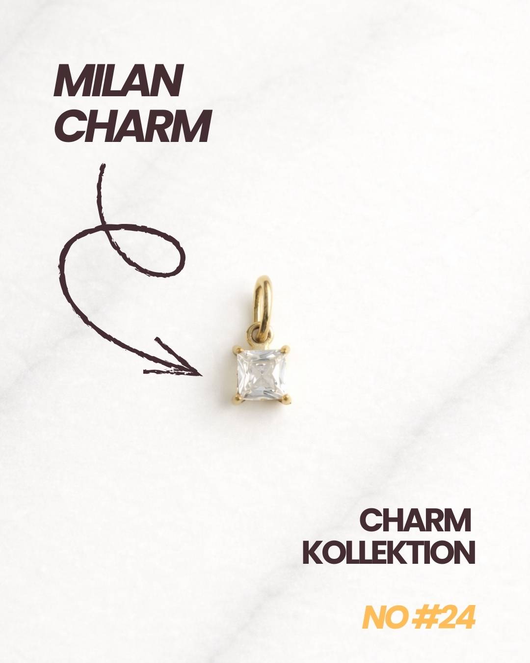 Detailaufnahme Milan CHARM Gold, klarer Zirkonia-Stein für eleganten Damenschmuck.