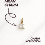 Detailaufnahme Milan CHARM Gold, klarer Zirkonia-Stein für eleganten Damenschmuck.
