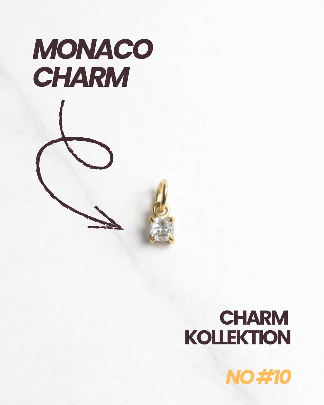 Eleganter Monaco Charm als Schmuckanhänger, minimalistisch und perfekt zum Kombinieren.