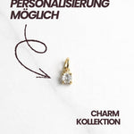 Monaco Charm – Personalisierung möglich, kleiner vergoldeter Charm mit funkelndem Stein.