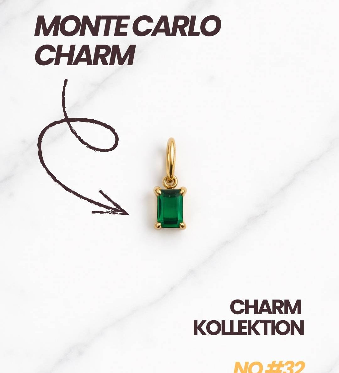 Eleganter Monte Carlo Charm Damen Gold mit smaragdgrünem Stein als hochwertige Produktaufnahme.