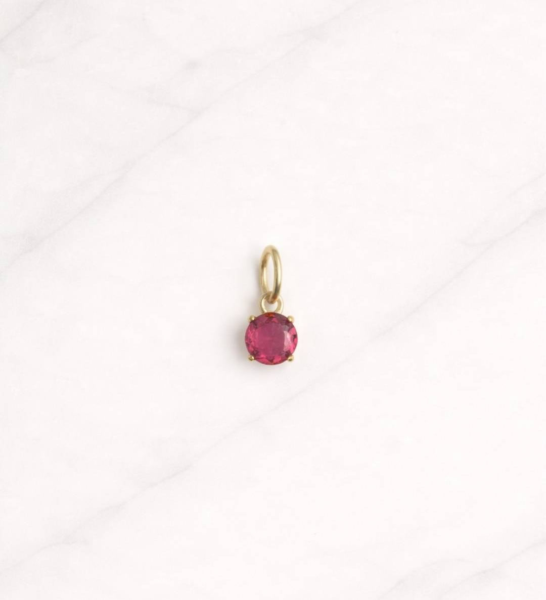 Naples CHARM in Gold mit pinkem Kristall als eleganter Anhänger für Damen.