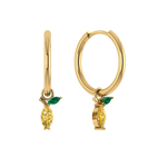 Schlichte, Runde Creole mit Zitronen-Anhänger, 925er Silber, vergoldet.