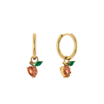 Glatte Creole mit Pirsich-Anhänger, 925 Silber vergoldet.